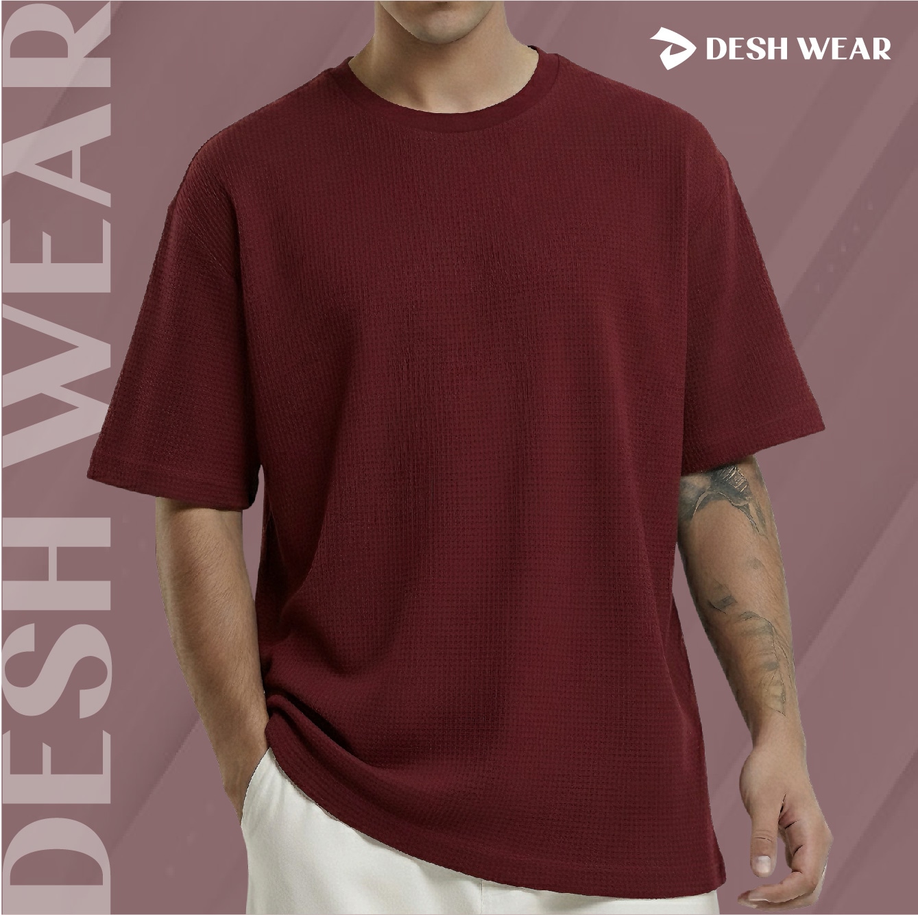 WAFFLE T-SHIRT (Maroon)