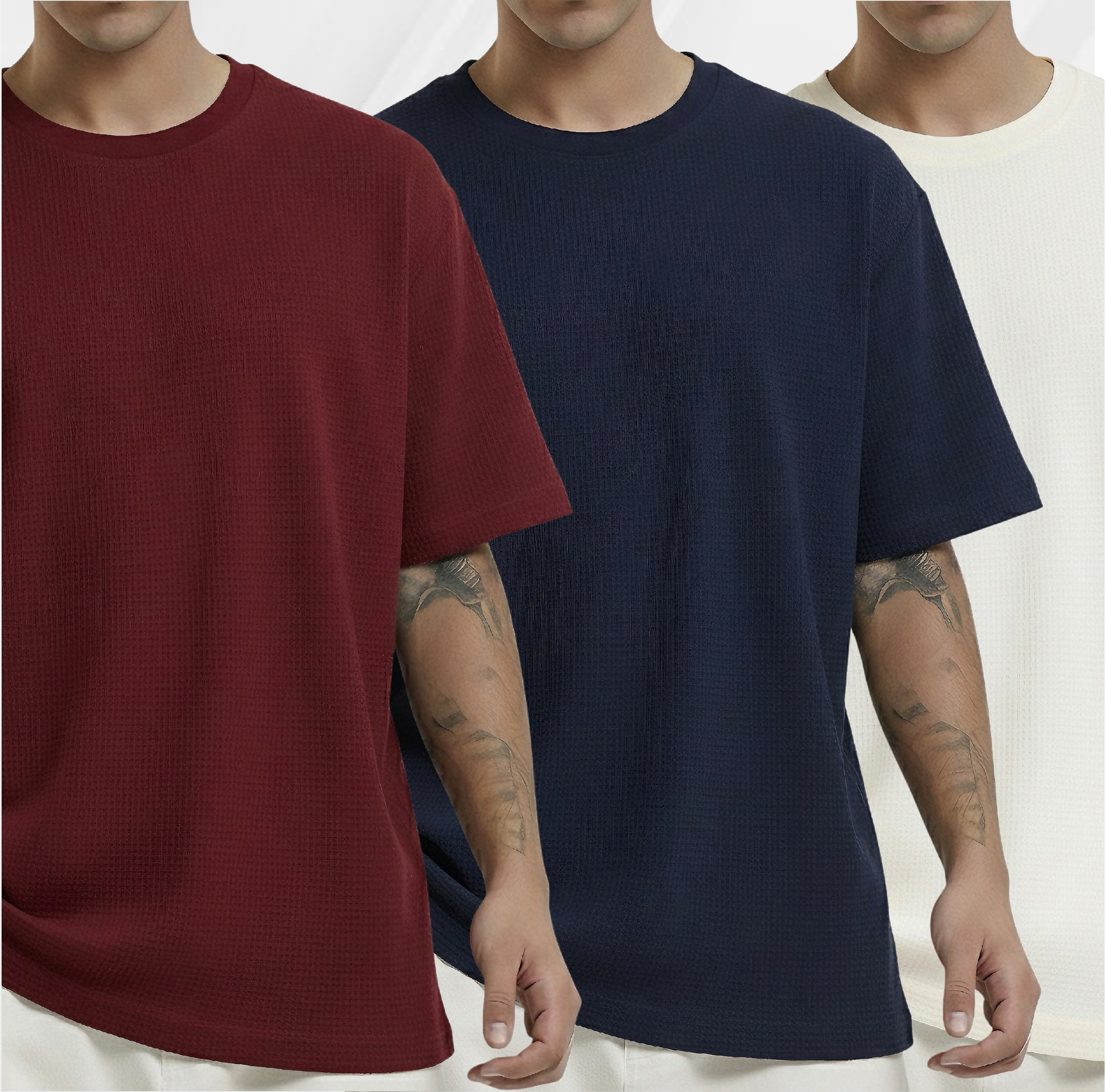 WAFFLE (Navy Blue-Maroon-Cream)