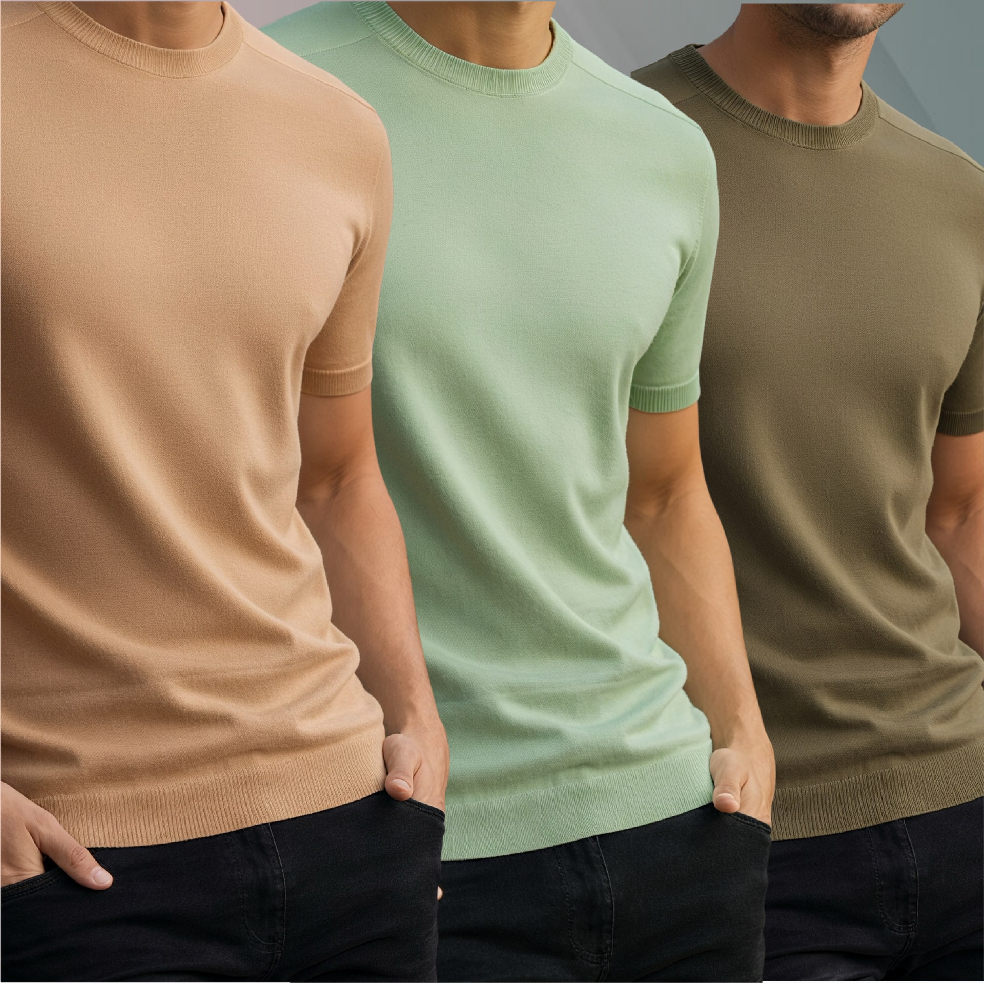 Mock Neck (Beige-Lemon-Boil Olive)