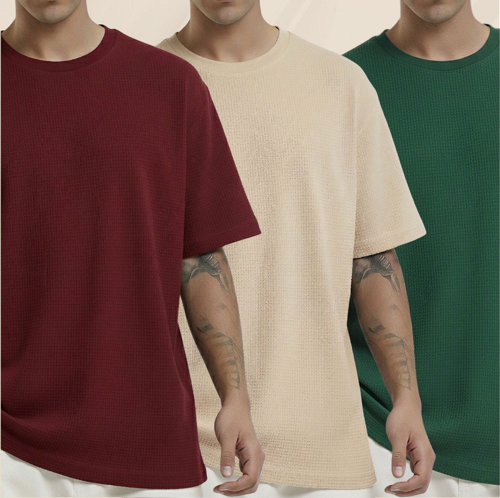 Waffle (Maroon-Biscuit-Green)