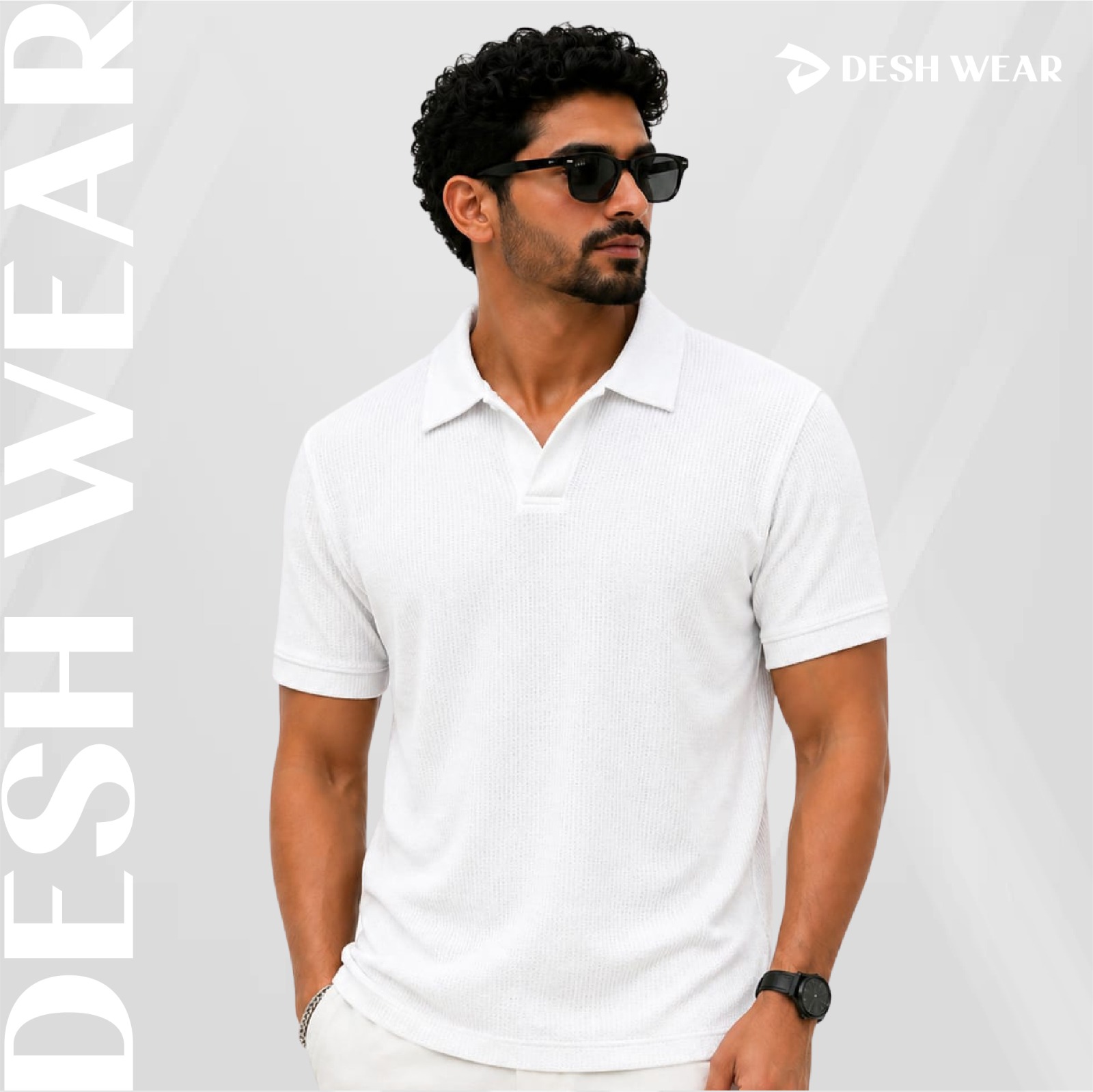 Waffel Cuban Polo White