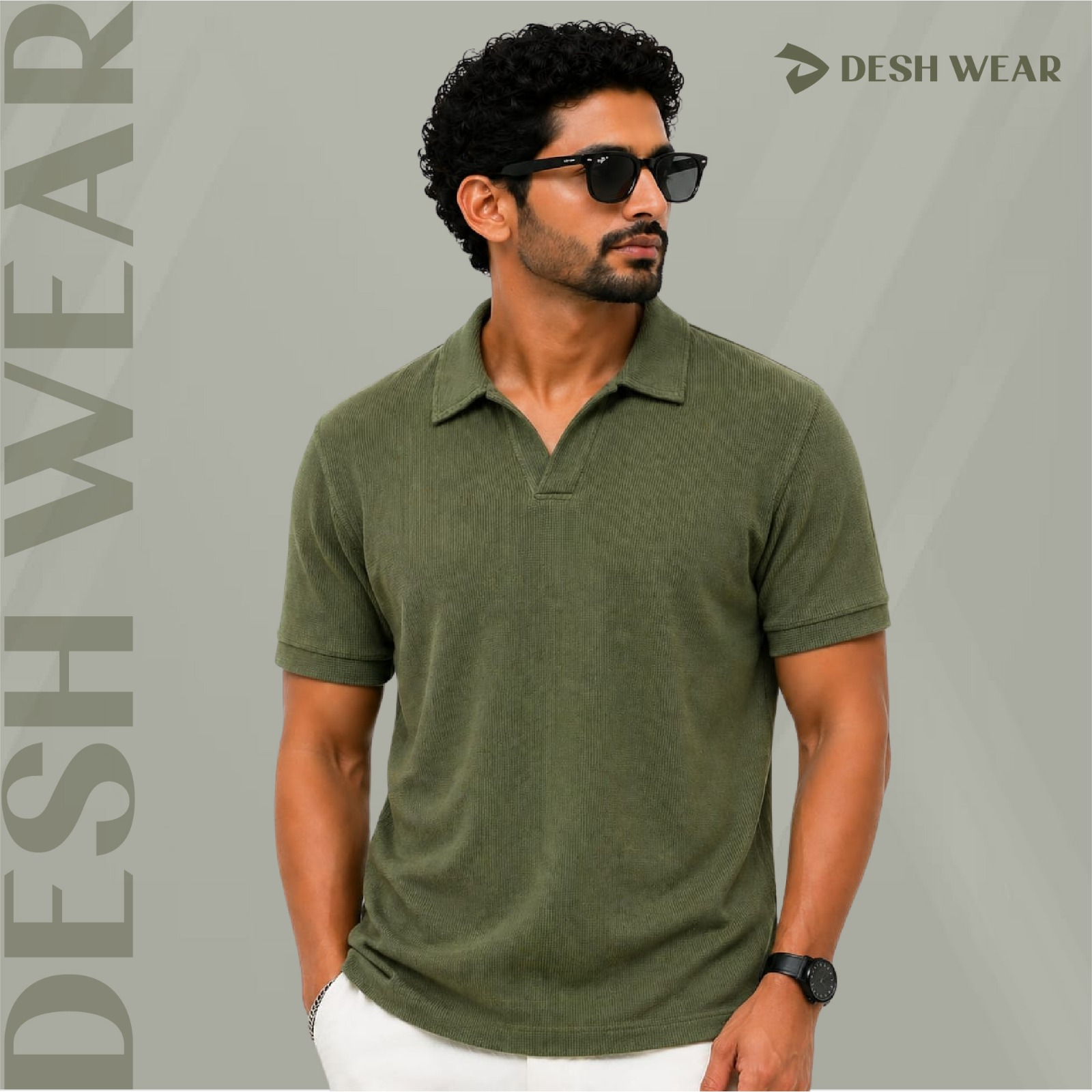 Waffle Cuban polo Olive