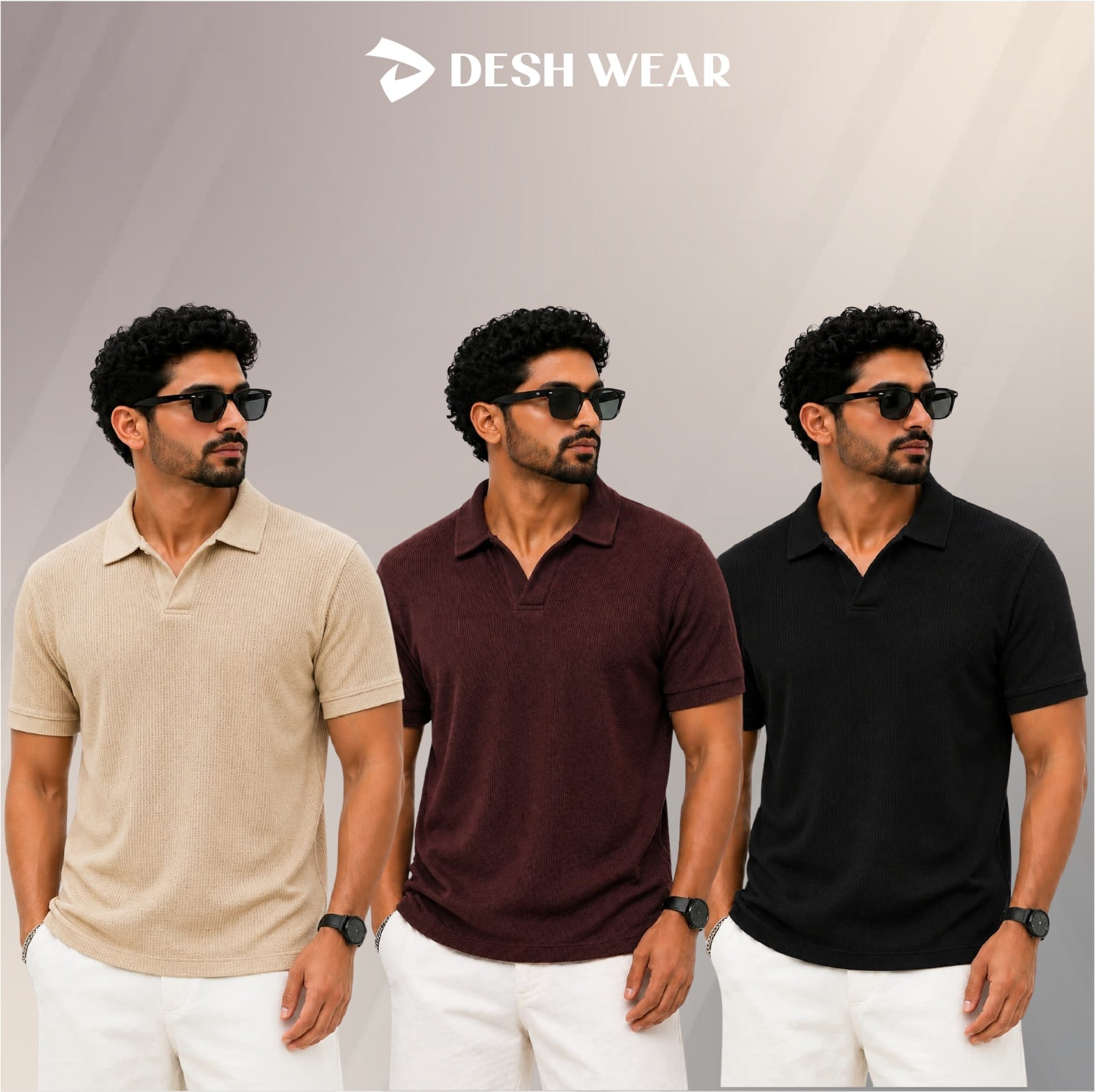 Waffle Cuban polo Biscout-Coffee-Black