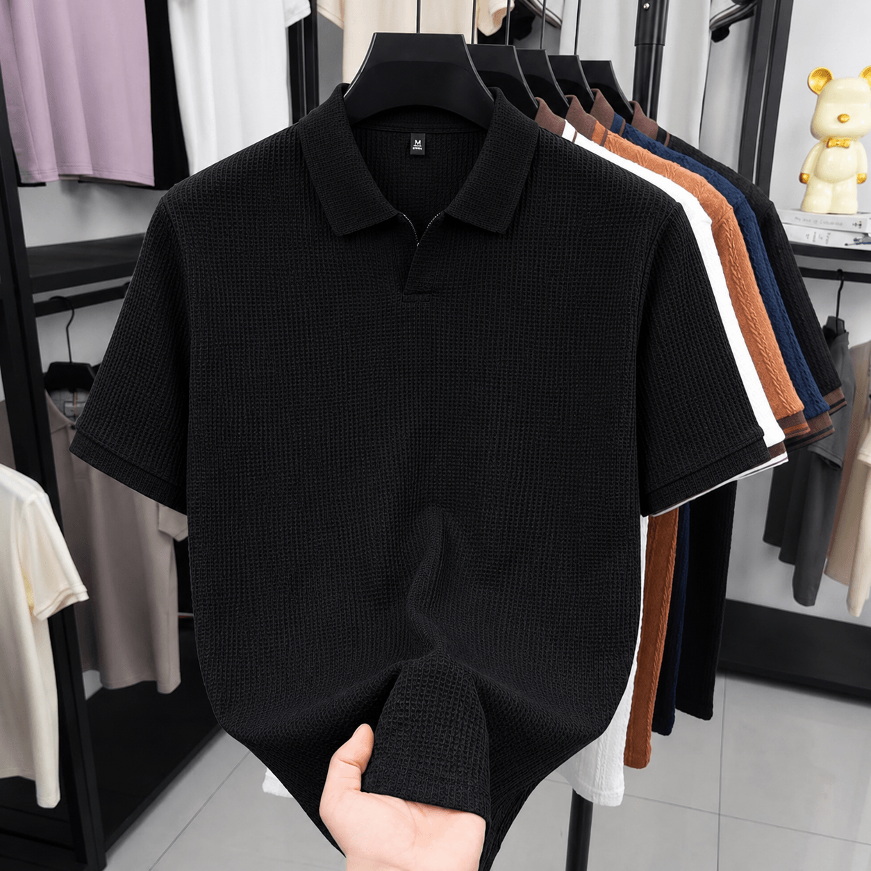 Waffle Cuban polo Black